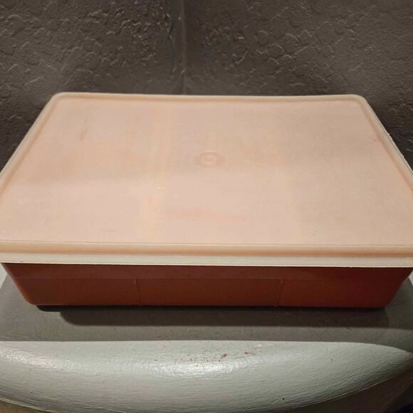 TupperCraft TupperWare 1421-4 Orange Tackle Box Craft Box Sewing Box 9"x13" - Picture 1 of 8